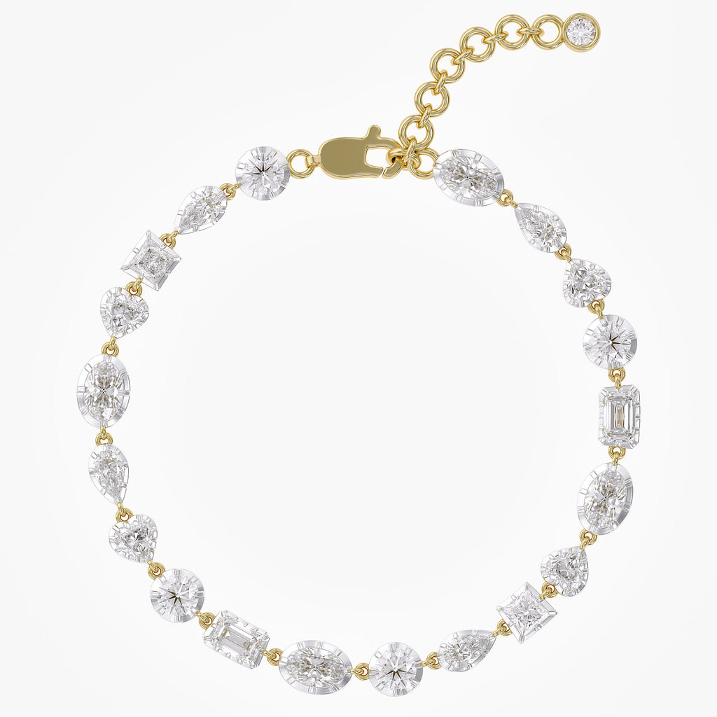 5.70 TCW Multi Shape Lab Grown Diamond Two Tone Bracelet