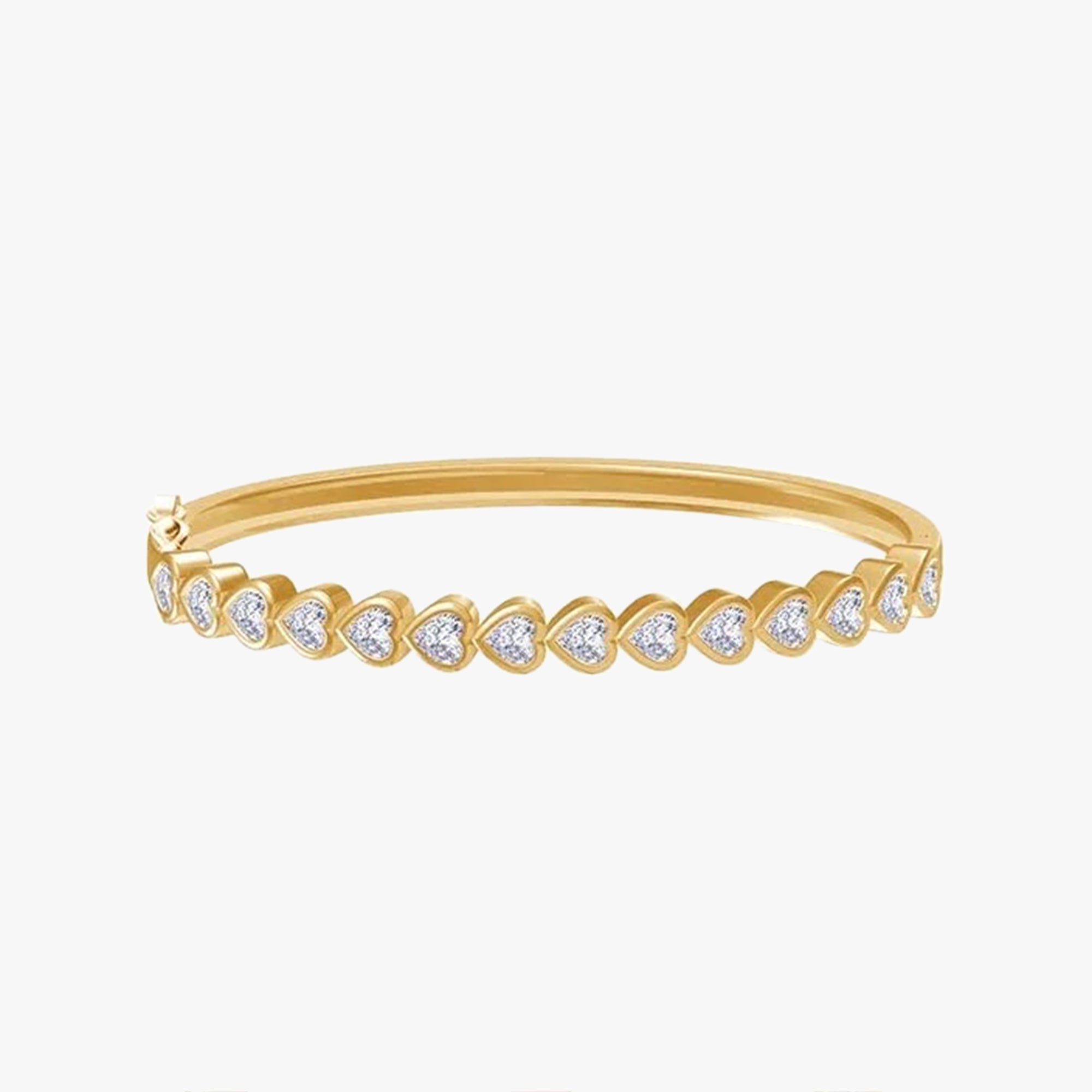 3.50 Carat Heart Shape Lab Grown Diamond Bangle Bracelet