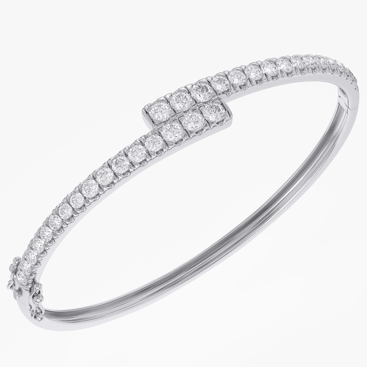 Round Shape 2.80 Carat Lab Grown Diamond Bangle Bracelet
