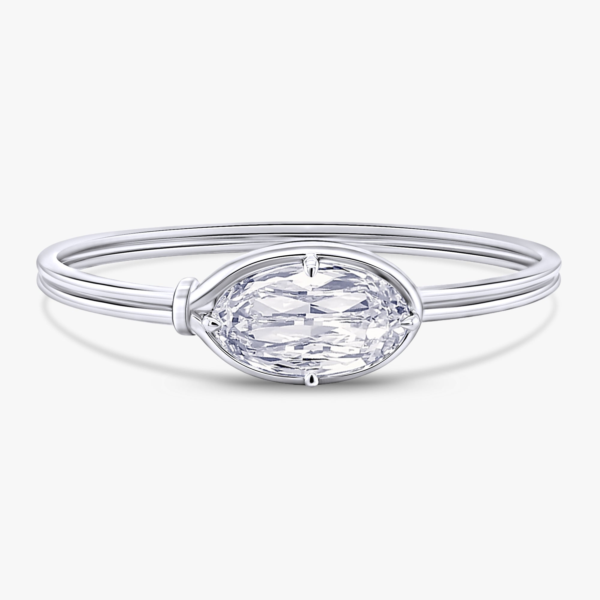 8.20 Carat Oval Cut Lab Grown Diamond Solitaire Bangle Bracelet