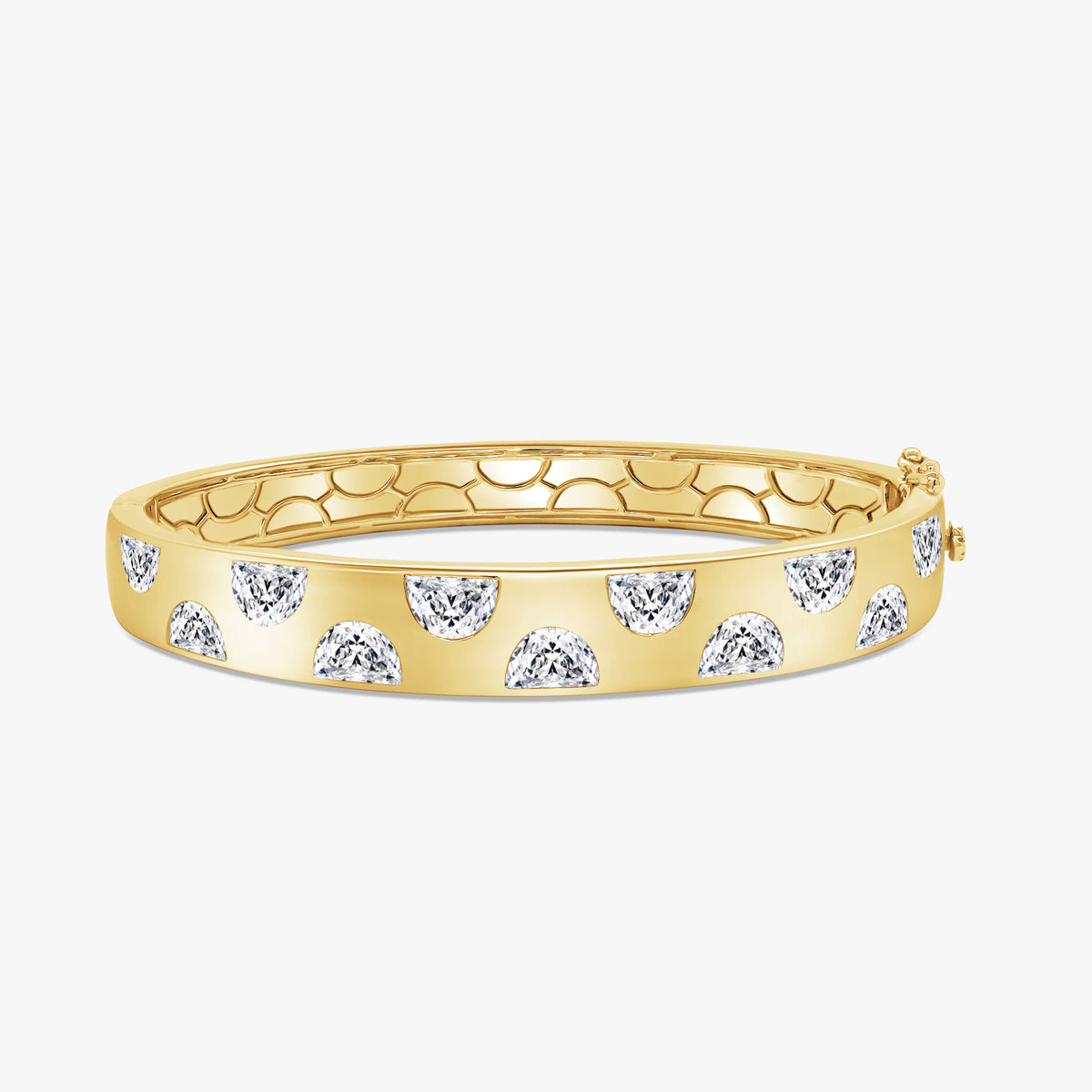 4.58 CTW Half-Moon Lab Grown Diamond Bezel Hinged Bangle Bracelet