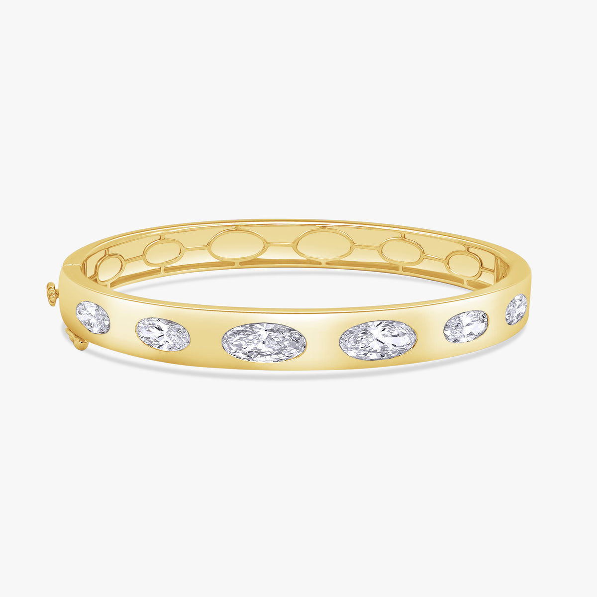 4.5 CTW Oval Flush-Set Hinged Bangle Bracelet