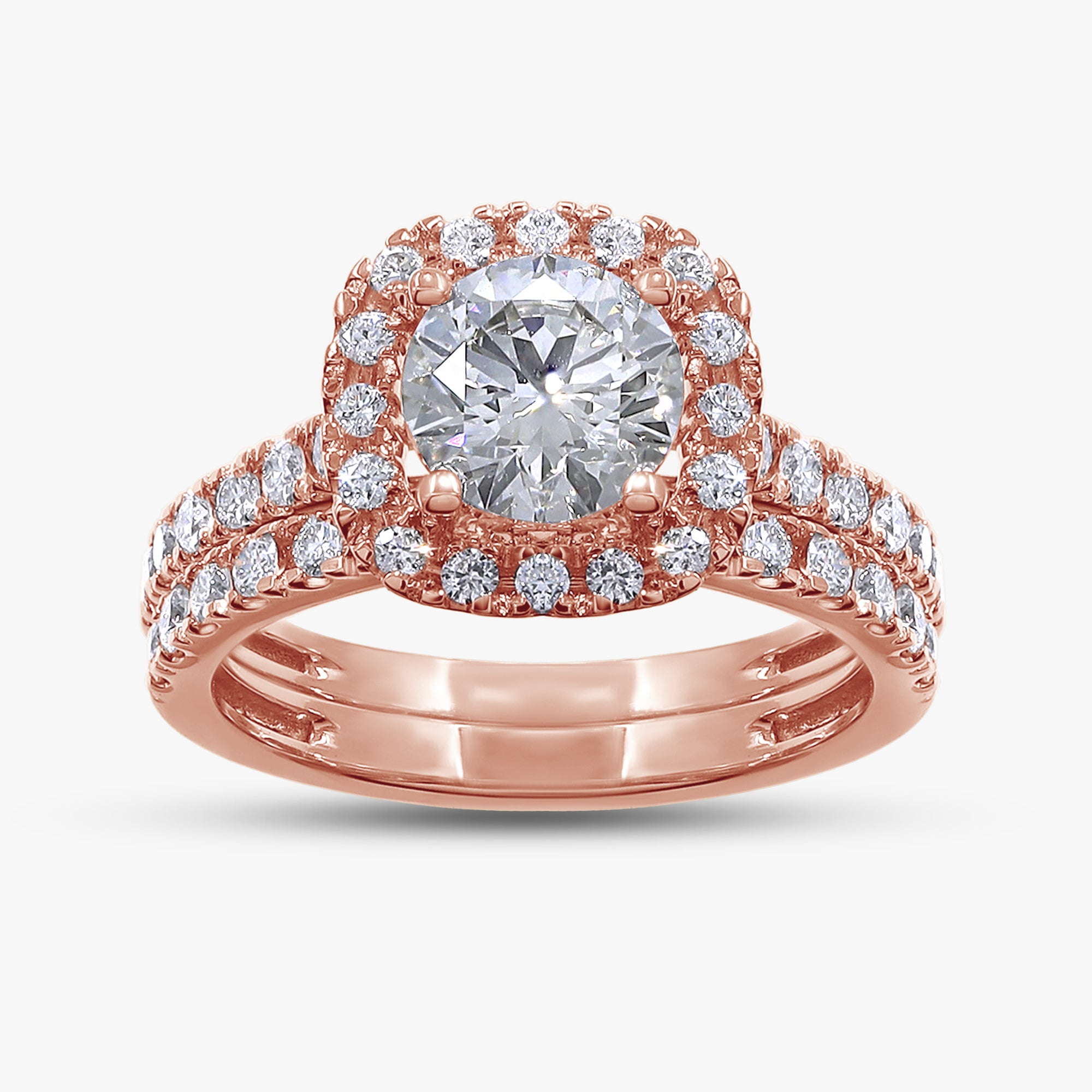 2.00 Carat Round Cut Lab Grown Diamond Bridal Set Wedding Ring