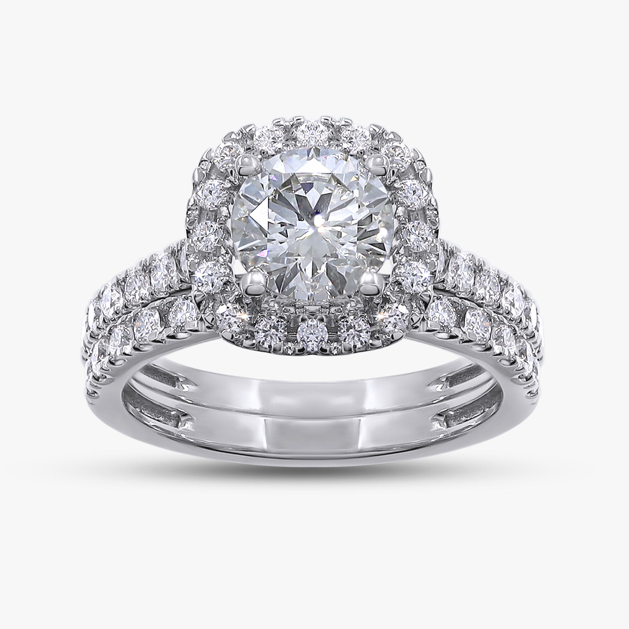 2.00 Carat Round Cut Lab Grown Diamond Bridal Set Wedding Ring