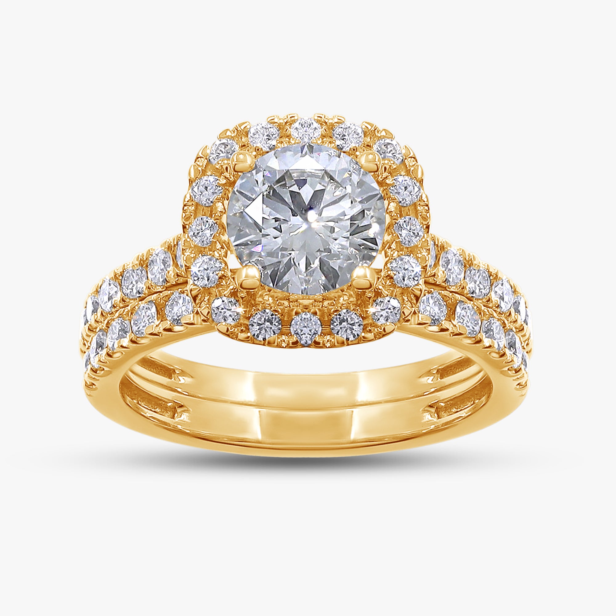2.00 Carat Round Cut Lab Grown Diamond Bridal Set Wedding Ring
