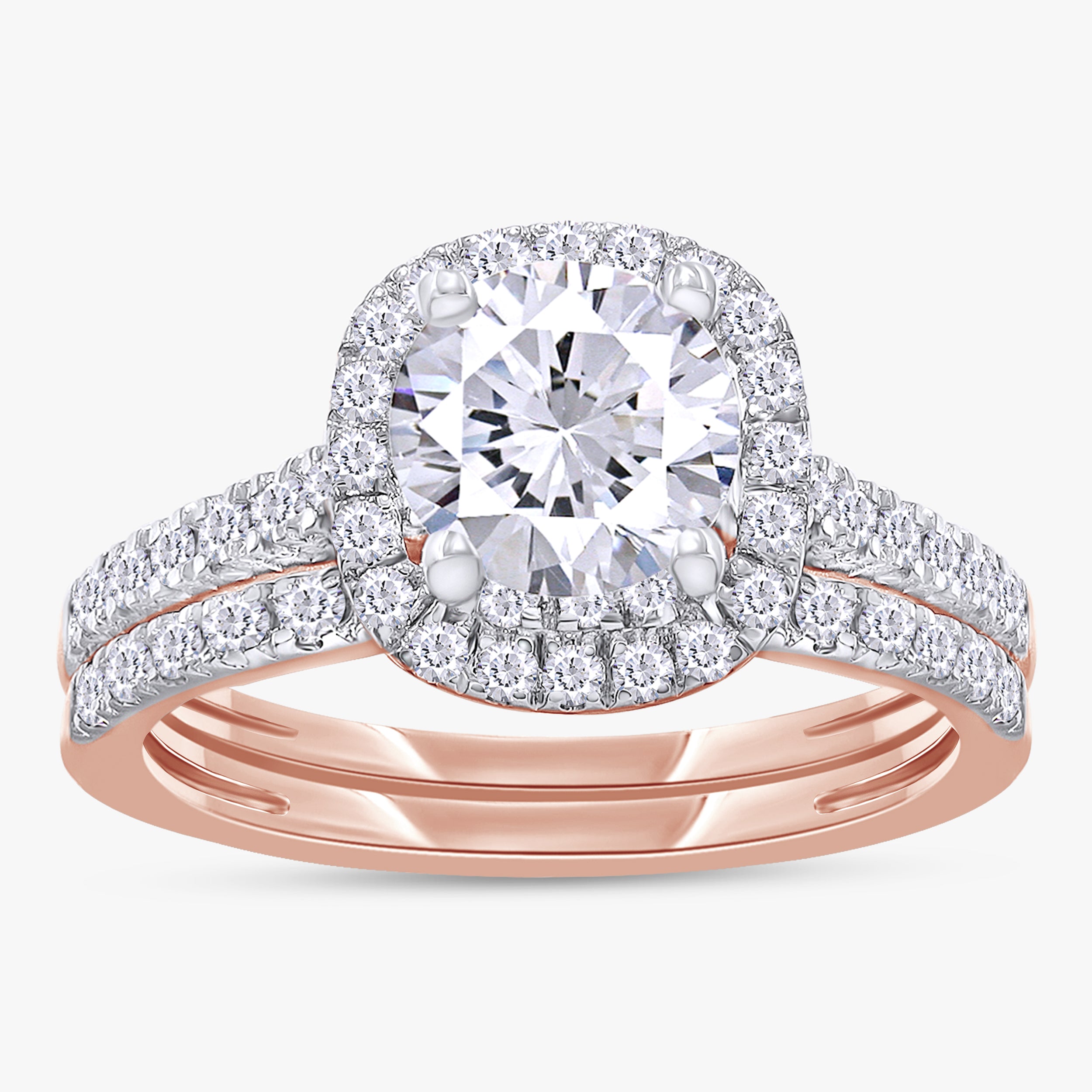 1.40 Carat Round Cut Lab Grown Diamond Bridal Set Engagement Ring