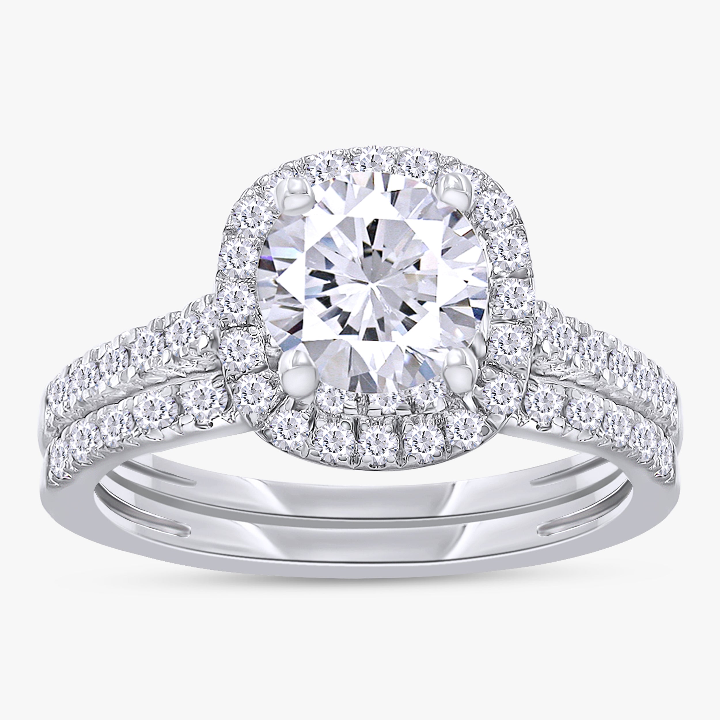 1.40 Carat Round Cut Lab Grown Diamond Bridal Set Engagement Ring