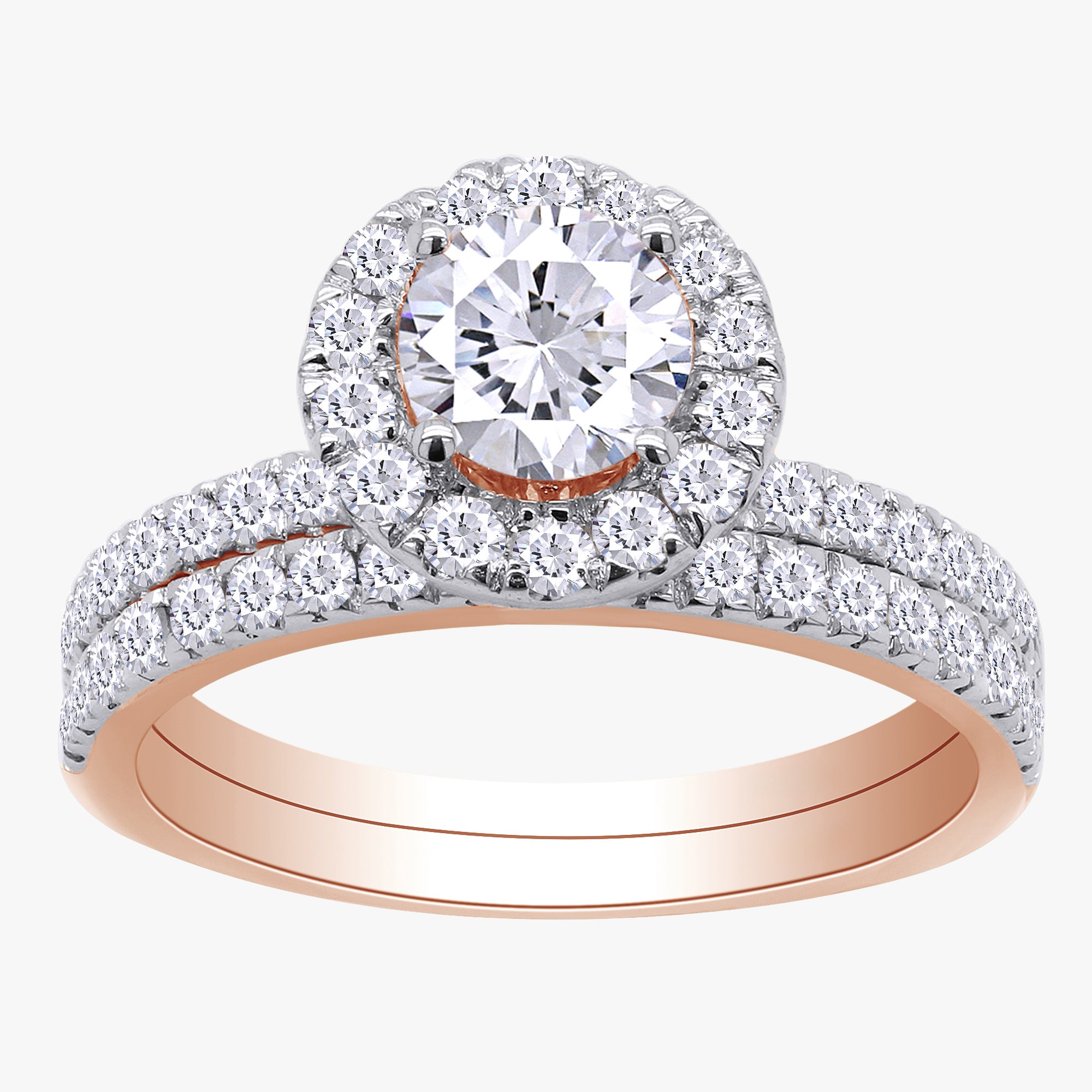 1.50 Carat Round Cut Lab Grown Diamond Bridal Set Engagement Ring