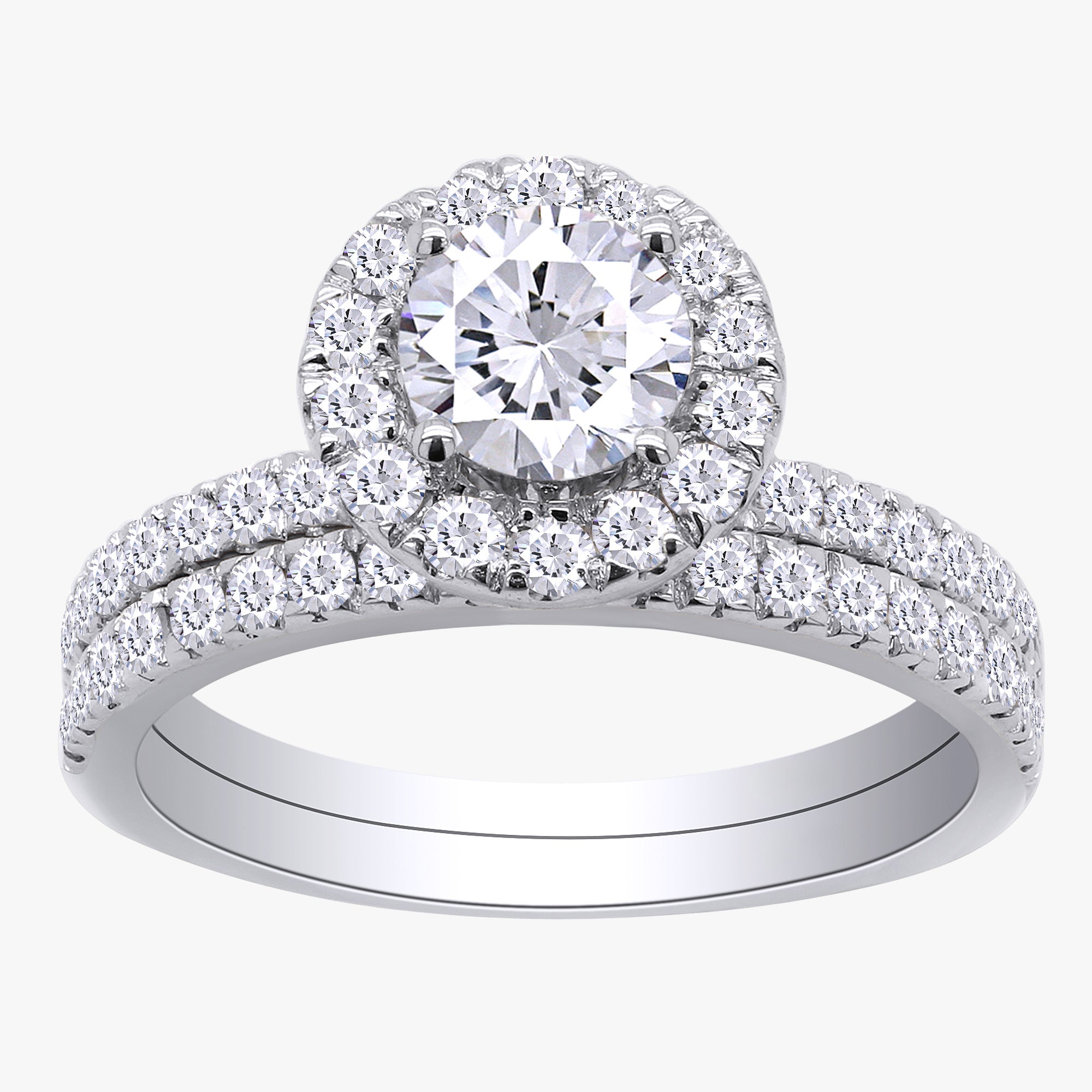 1.50 Carat Round Cut Lab Grown Diamond Bridal Set Engagement Ring