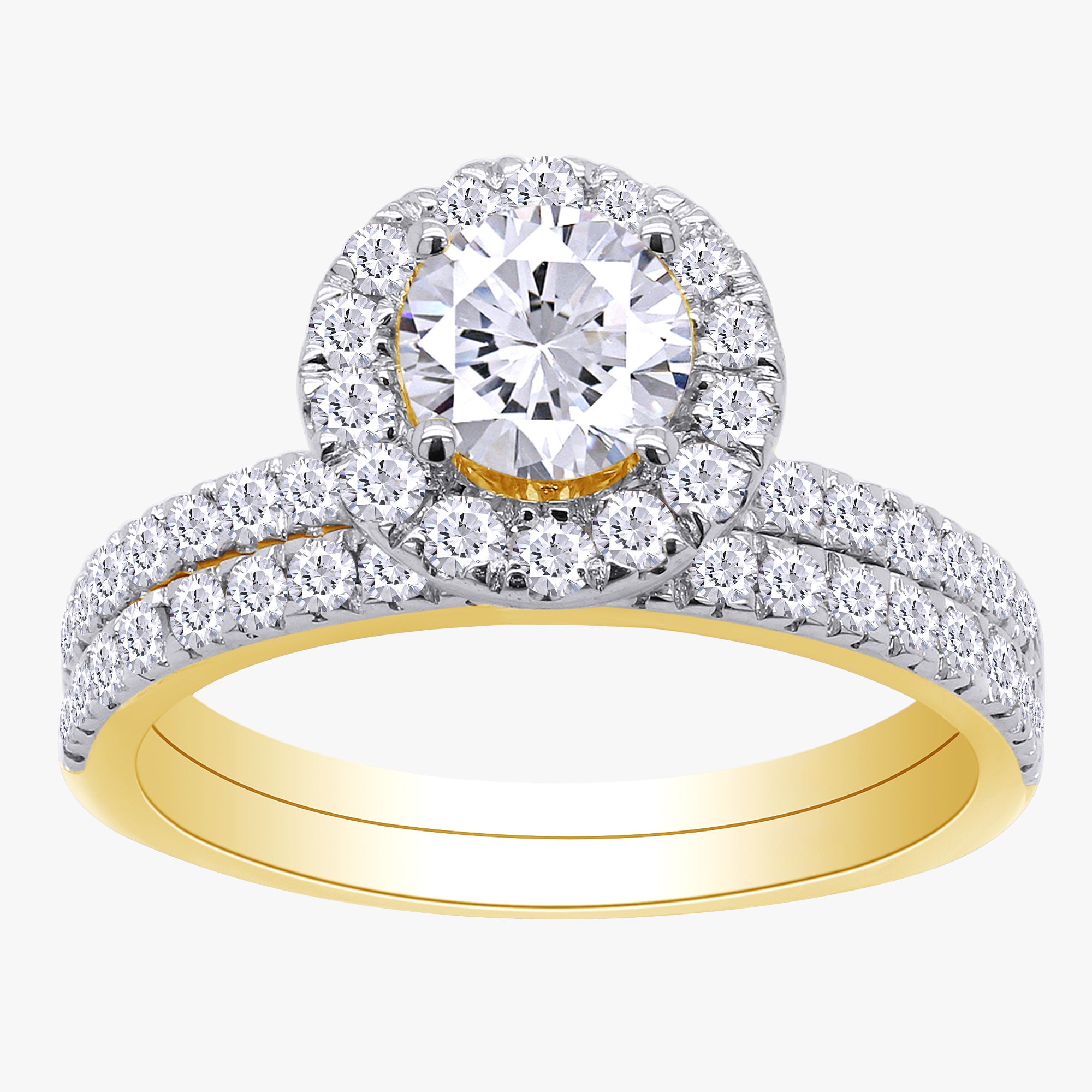 1.50 Carat Round Cut Lab Grown Diamond Bridal Set Engagement Ring