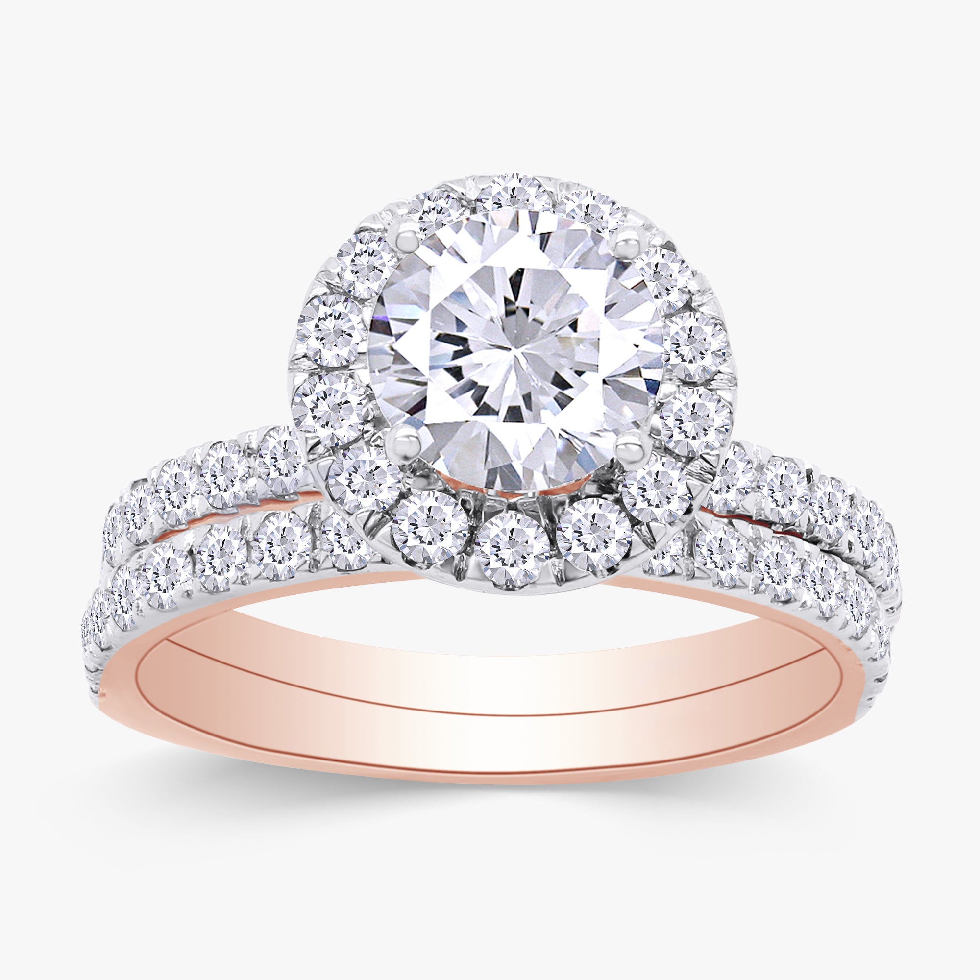 2.00 Carat Round Cut Lab Grown Diamond Bridal Set Ring