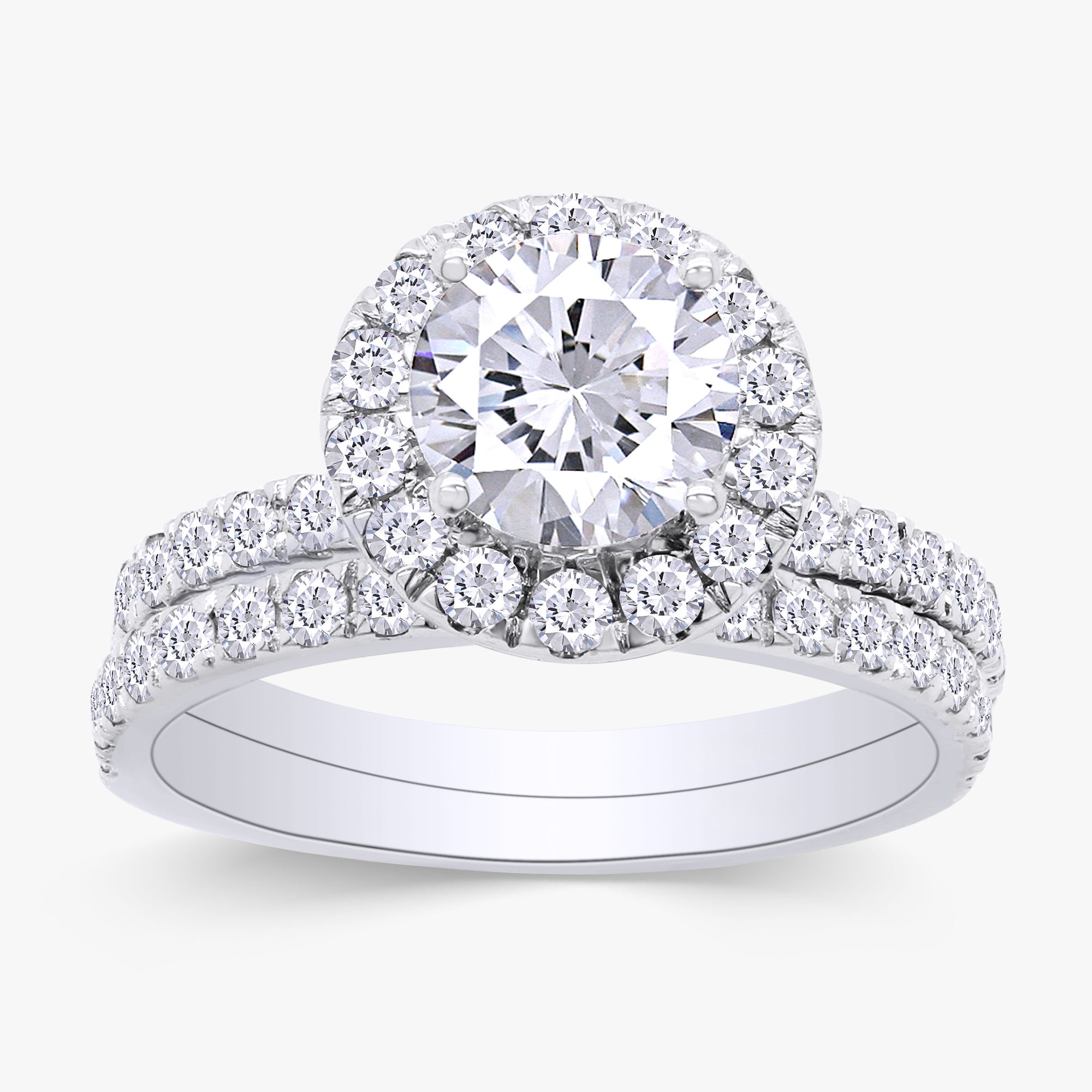 2.00 Carat Round Cut Lab Grown Diamond Bridal Set Ring