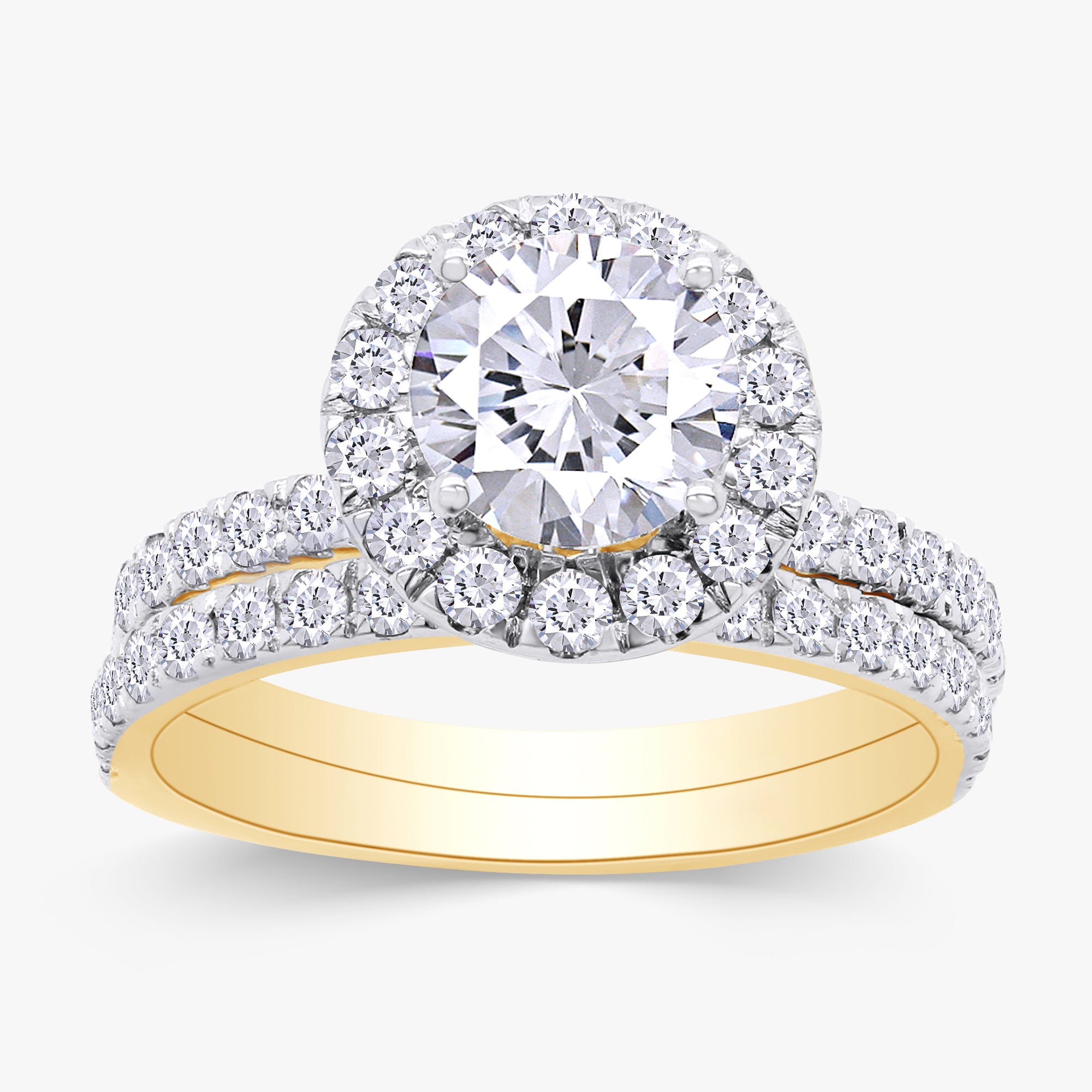 2.00 Carat Round Cut Lab Grown Diamond Bridal Set Ring