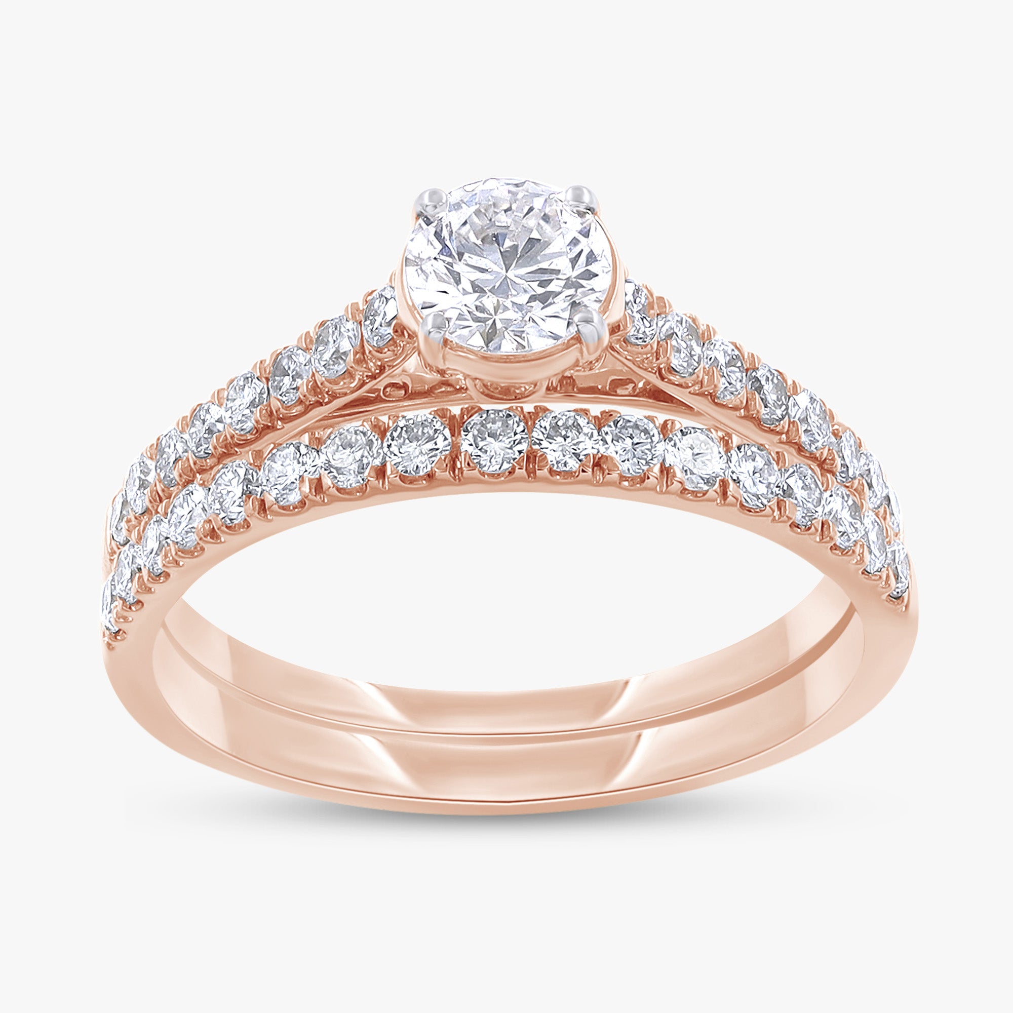 1.00 Carat Round Cut Lab Grown Diamond Bridal Set Wedding Ring