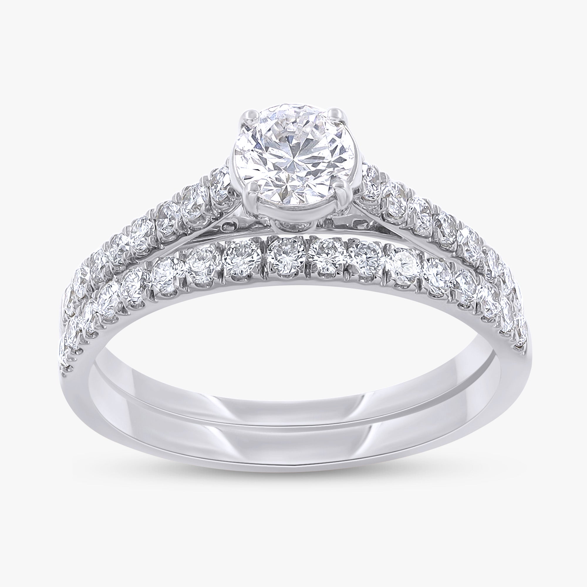 1.00 Carat Round Cut Lab Grown Diamond Bridal Set Wedding Ring