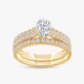 1.20 Carat Oval and Round Cut Lab Grown Diamond Bridal Set Engagement Ring