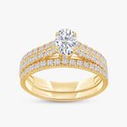 1.20 Carat Oval and Round Cut Lab Grown Diamond Bridal Set Engagement Ring