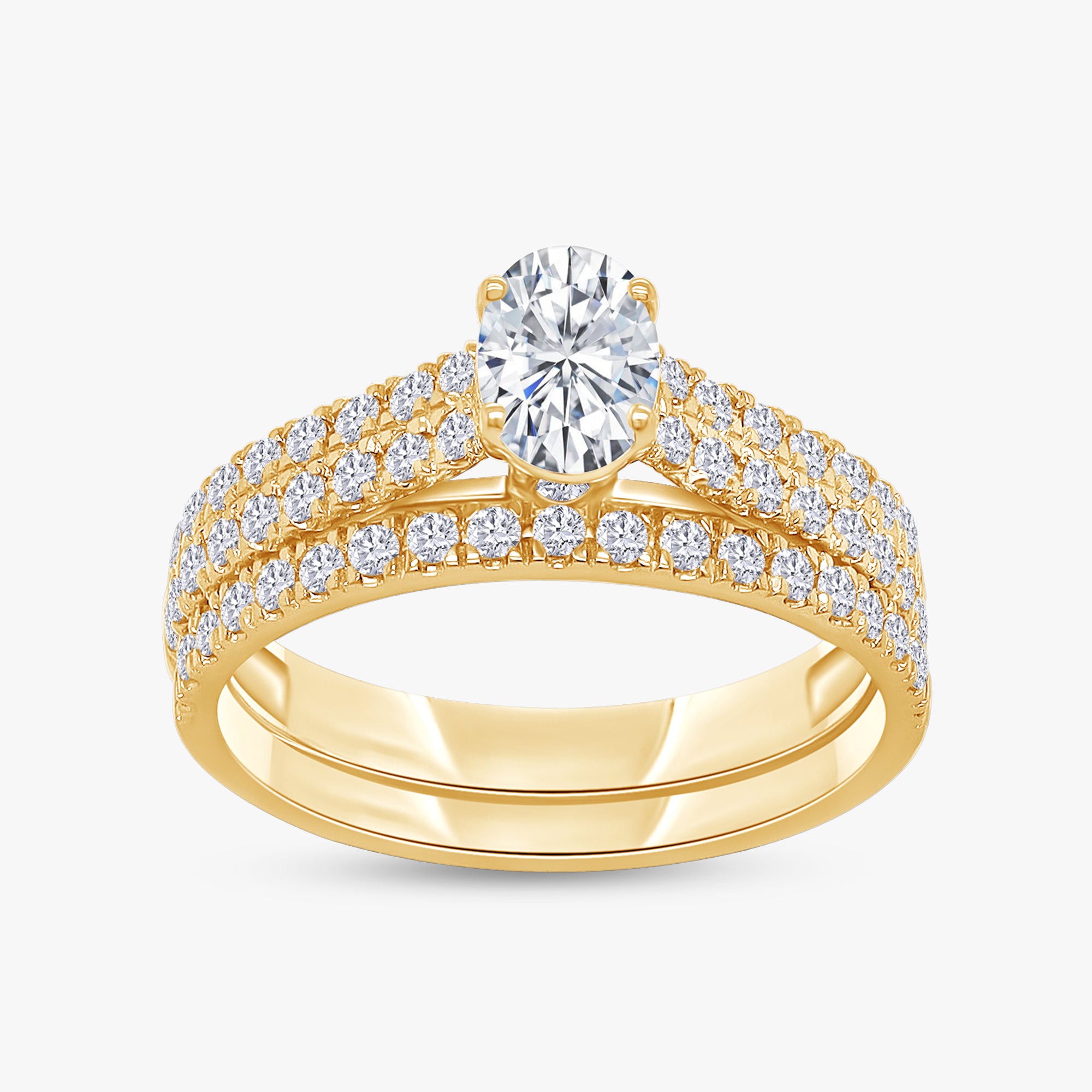 1.20 Carat Oval and Round Cut Lab Grown Diamond Bridal Set Engagement Ring