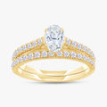 0.90 Carat Oval and Round Cut Lab Grown Diamond Bridal Set Wedding Ring
