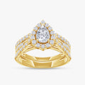 1.10 Carat Pear and Round Cut Lab Grown Diamond Bridal Set Engagement Ring