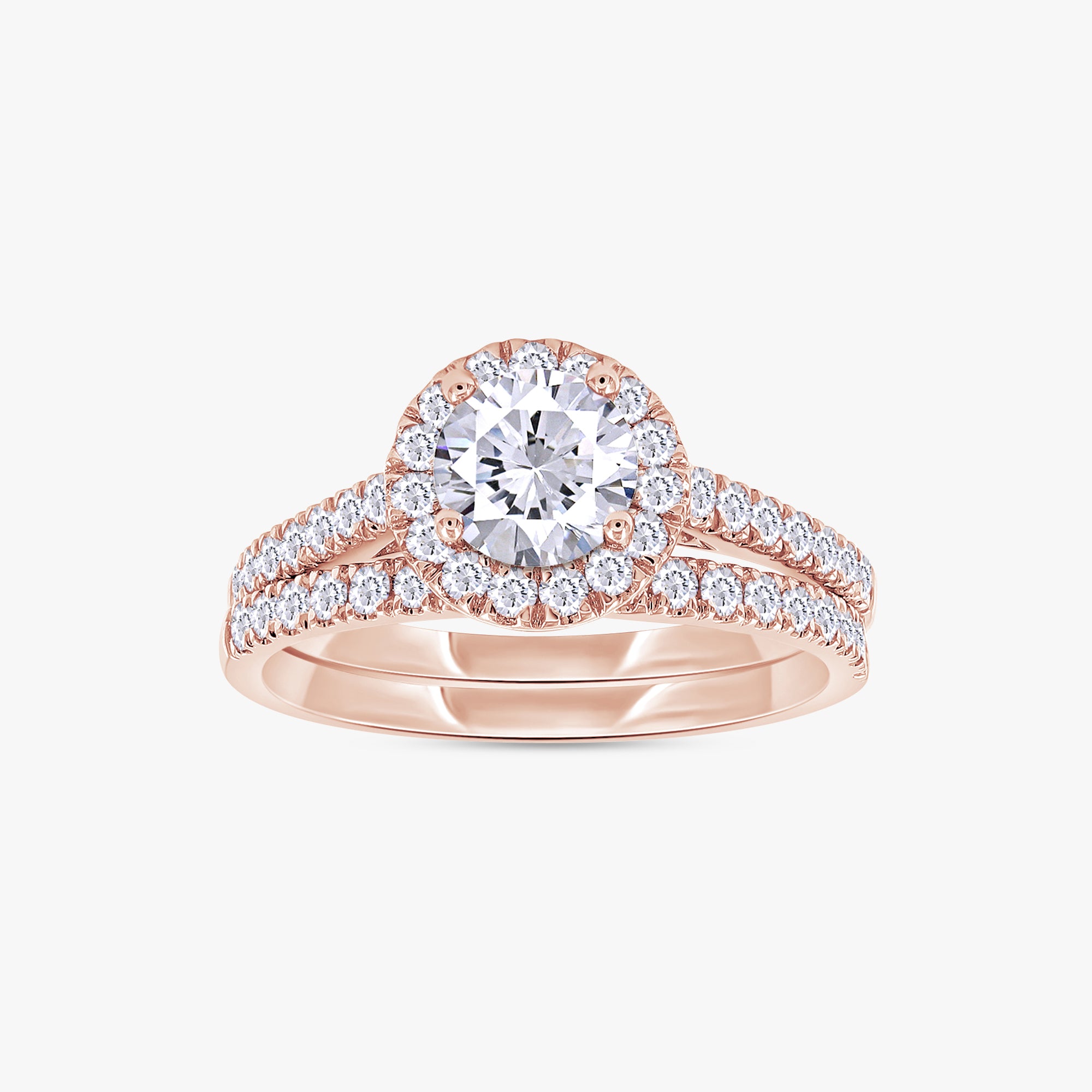 1.00 Carat Round Cut Lab Grown Diamond Bridal Set Ring