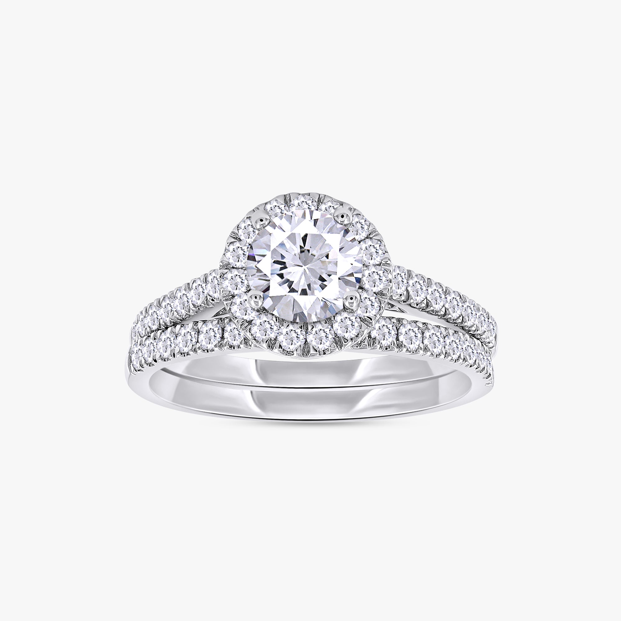 1.00 Carat Round Cut Lab Grown Diamond Bridal Set Ring
