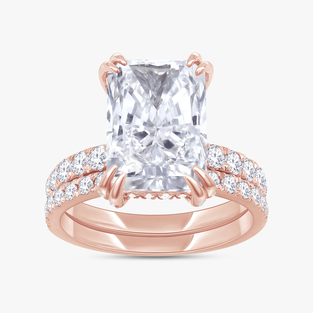 Radiant and Round Shape 4.70 Carat lab Grown Diamond Engagement Wedding Band Rings
