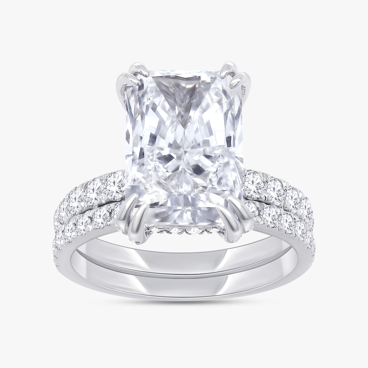 Radiant and Round Shape 4.60 Carat lab Grown Diamond Engagement Wedding Band Rings