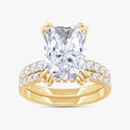 Radiant and Round Shape 4.60 Carat lab Grown Diamond Engagement Wedding Band Rings