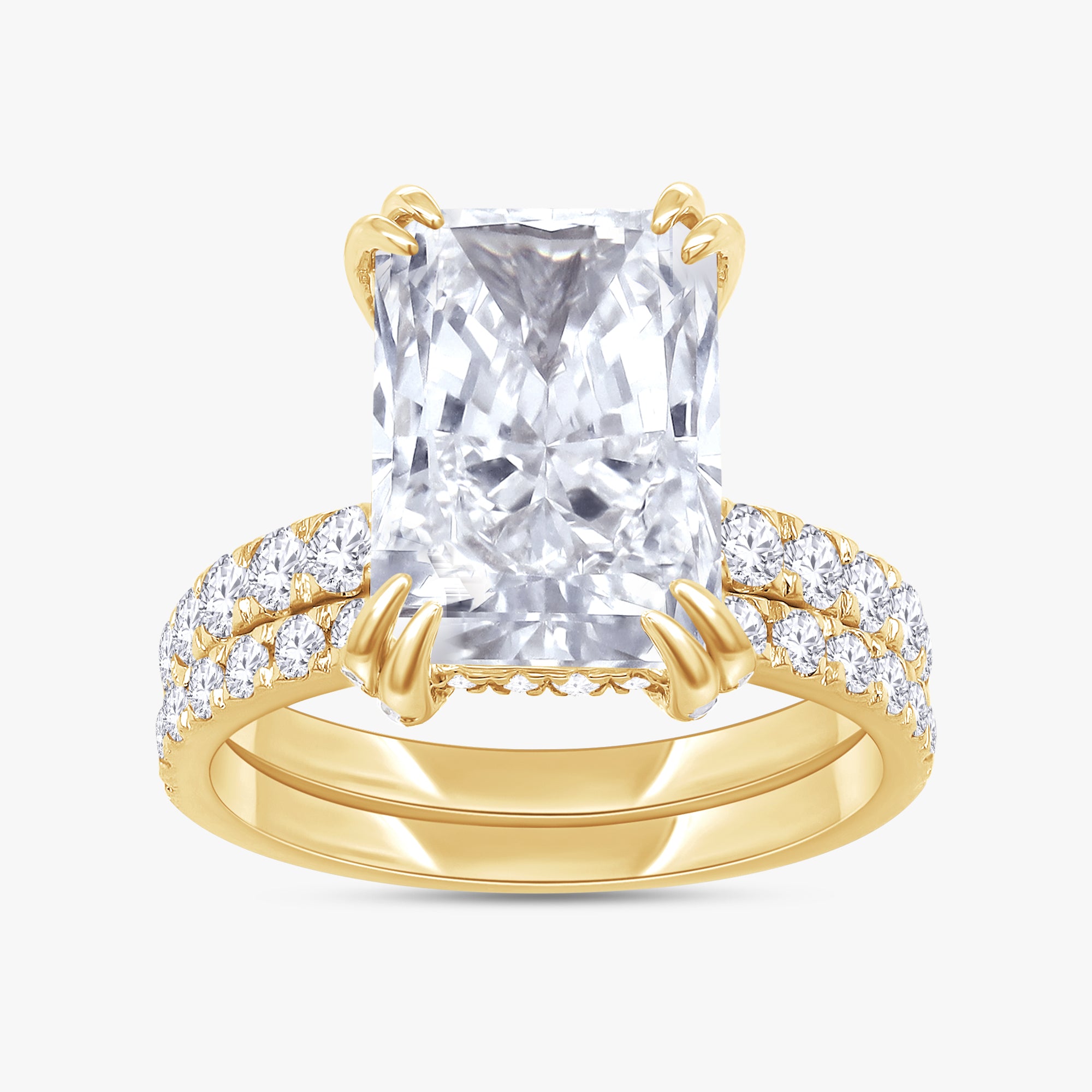 Radiant and Round Shape 6.40 Carat lab Grown Diamond Engagement Wedding Band Rings