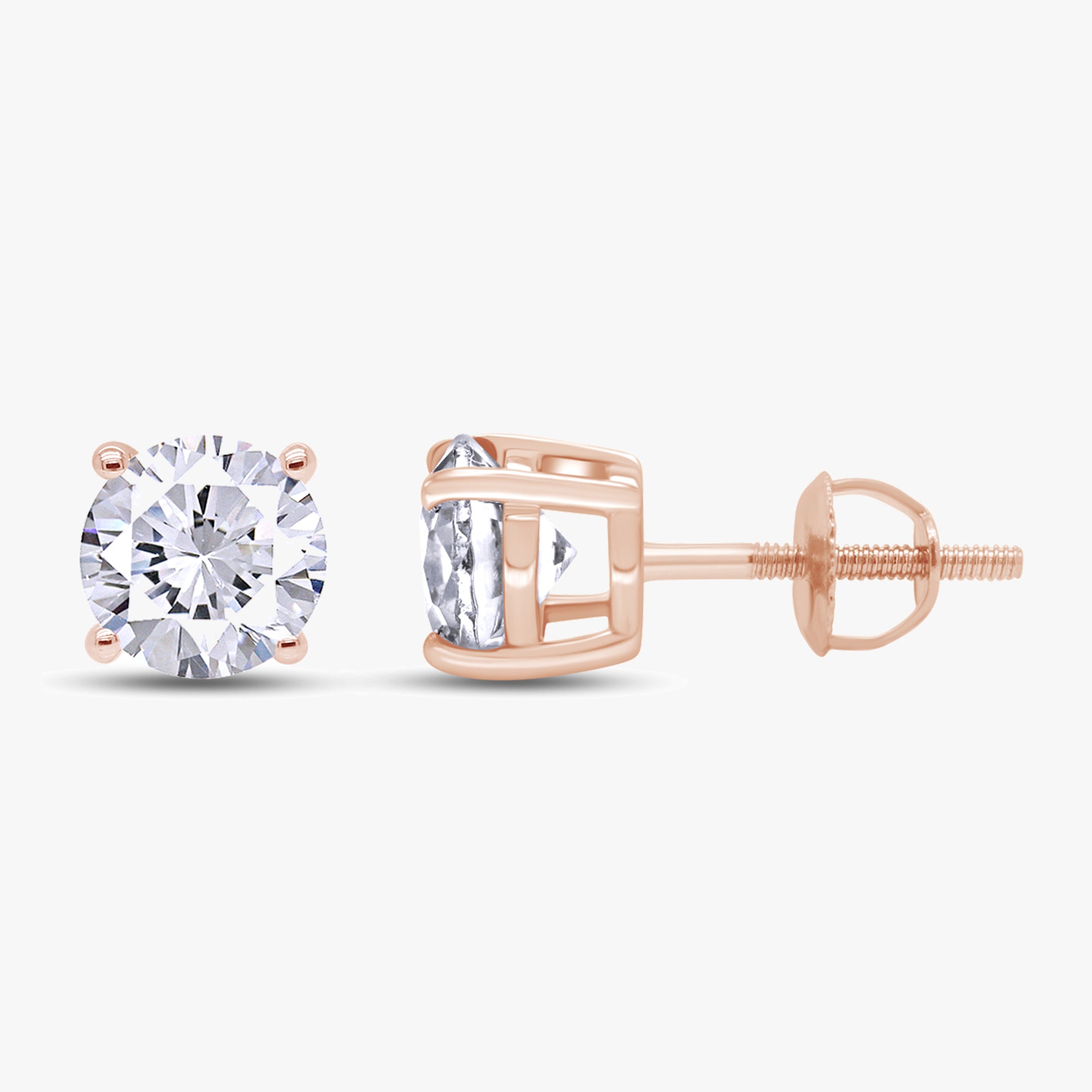 2.10 Carat Round Cut Lab Grown Diamond Solitaire Stud Earrings