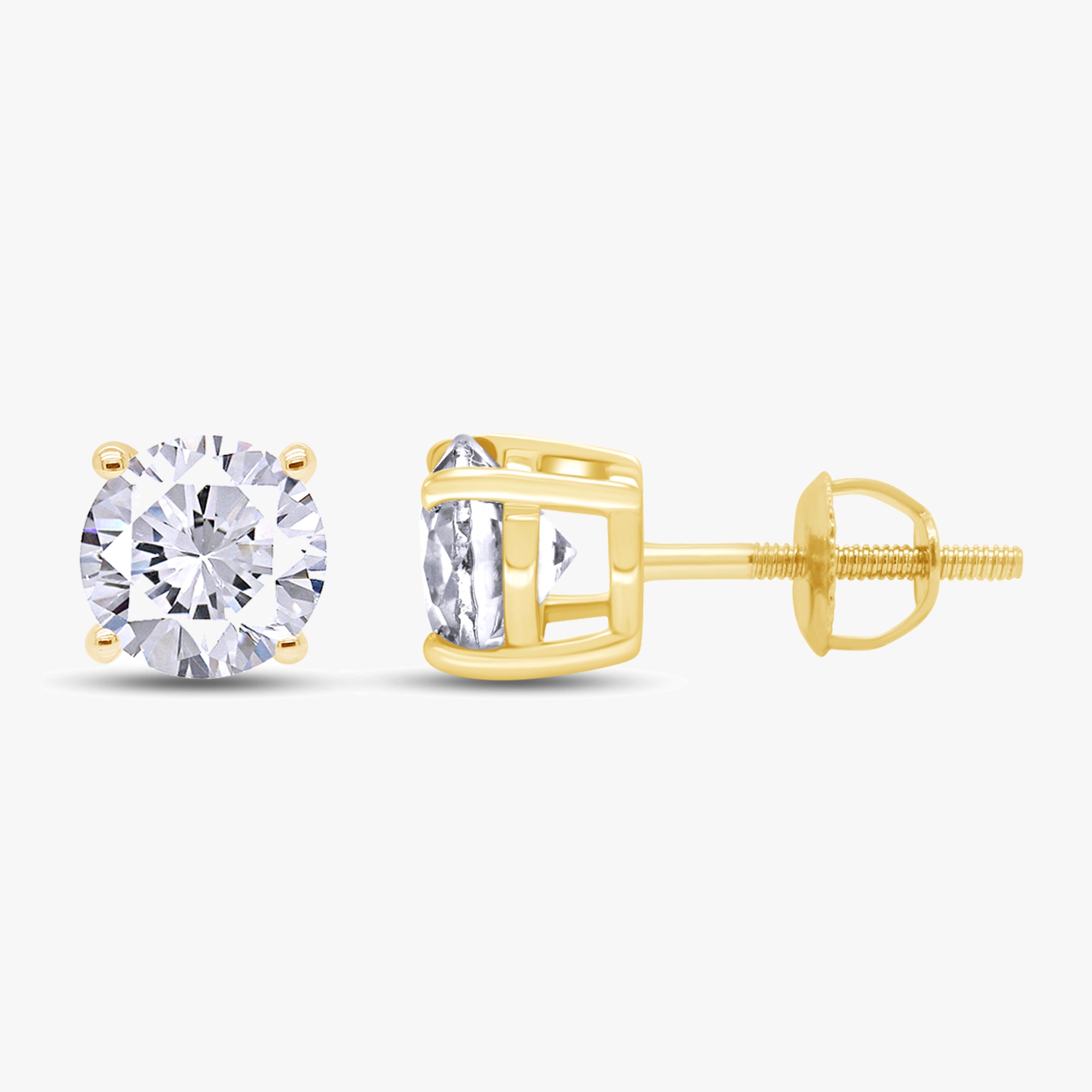2.10 Carat Round Cut Lab Grown Diamond Solitaire Stud Earrings