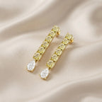 4.20 TCW Cushion and Pear Lab Grown Diamond Linear Drop Earrings