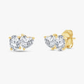 Heart and Oval Shape 2.10 Carat Lab Grown Diamond Toi Et Moi Earrings