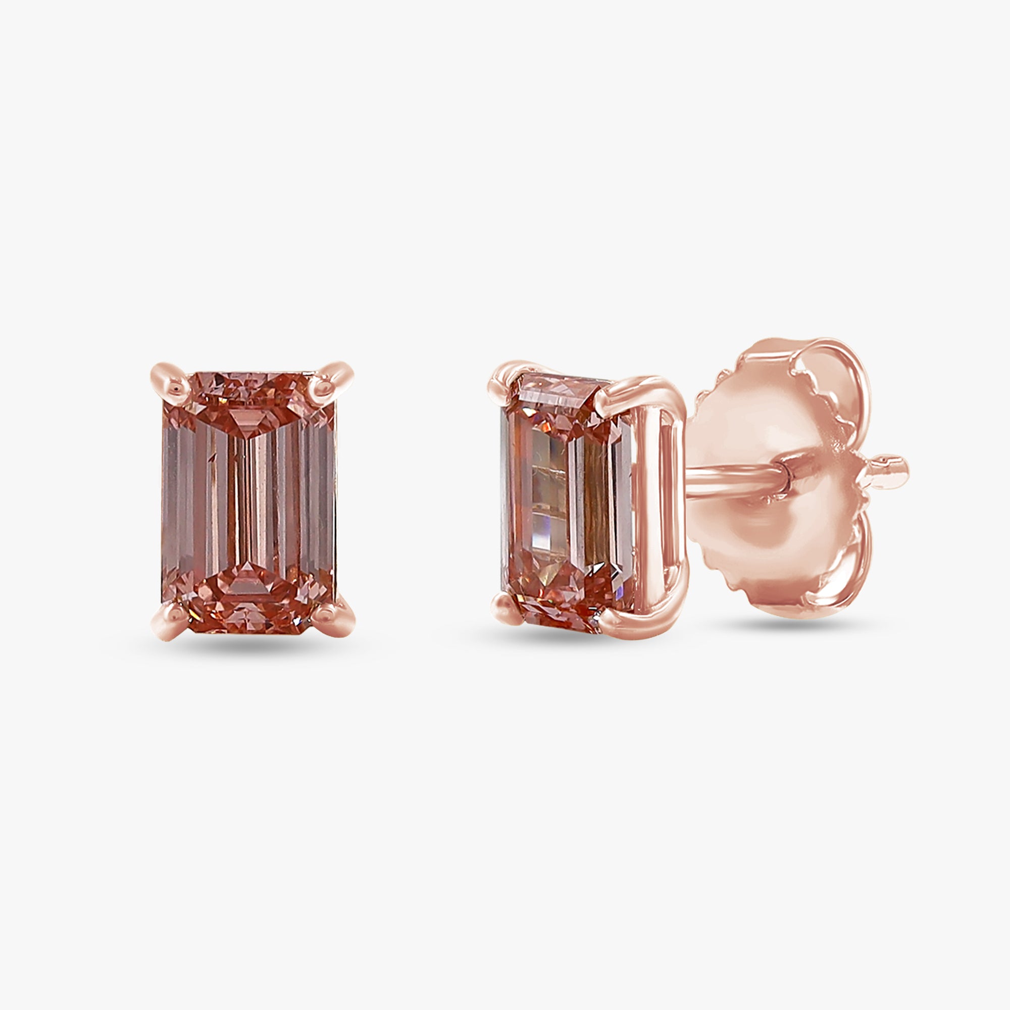 1.80 Carat Emerald Cut Lab Grown Diamond Solitaire Stud Earrings