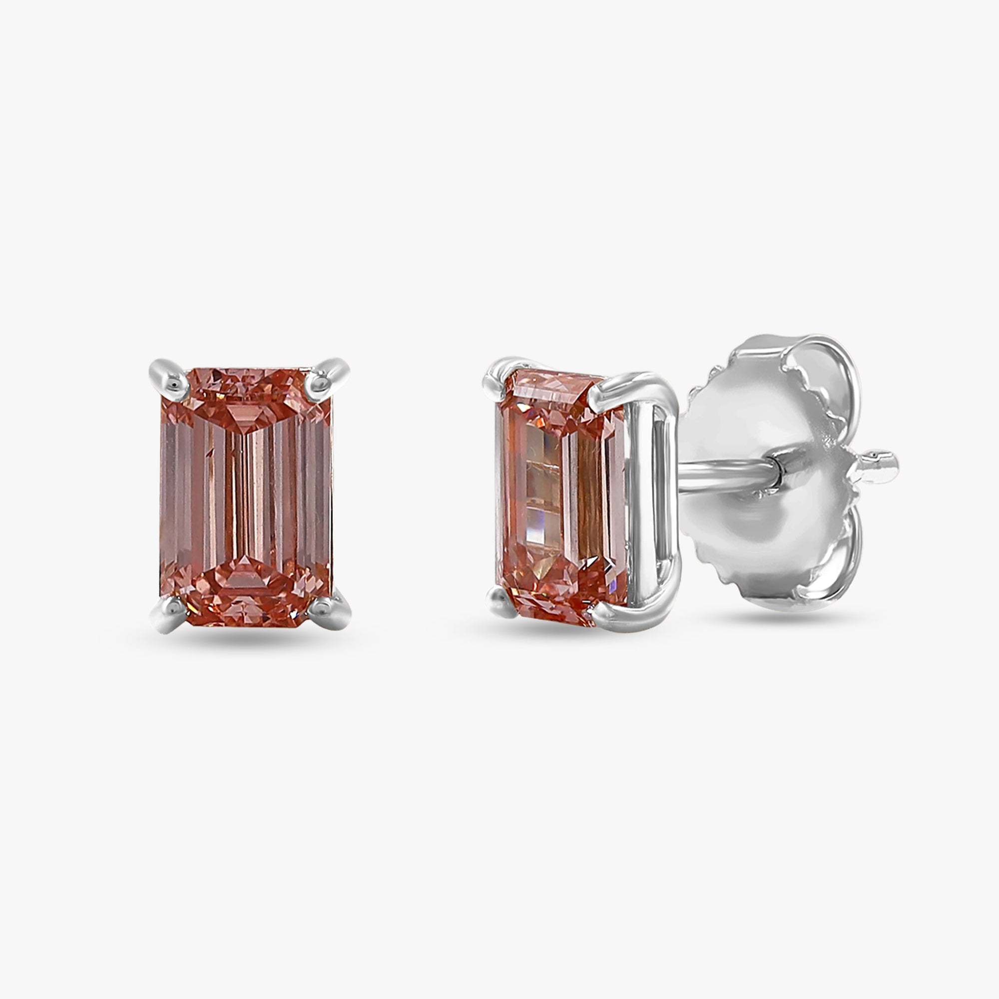 1.80 Carat Emerald Cut Lab Grown Diamond Solitaire Stud Earrings