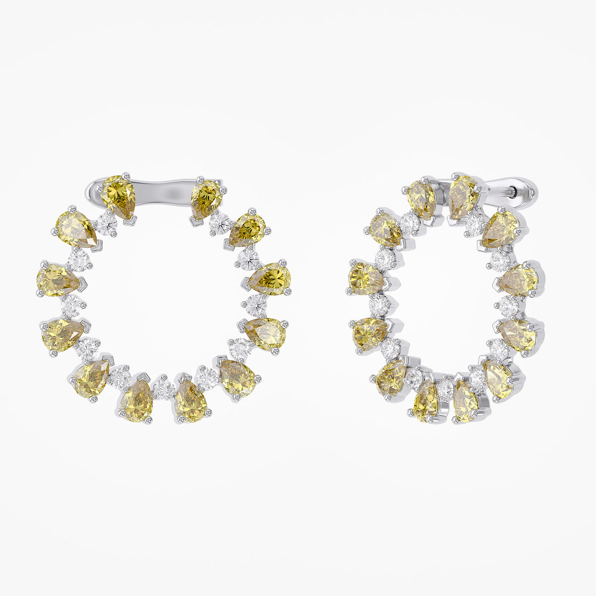4.28 TCW Pear and Round Shape Lab Grown Diamond Stud Earrings