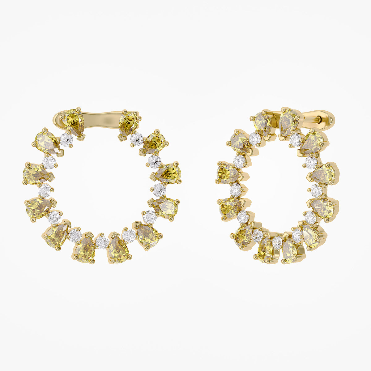 4.28 TCW Pear and Round Shape Lab Grown Diamond Stud Earrings