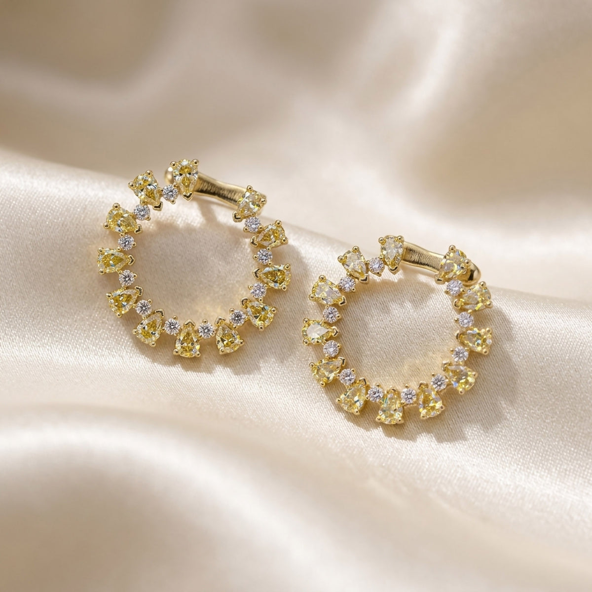 4.28 TCW Pear and Round Shape Lab Grown Diamond Stud Earrings