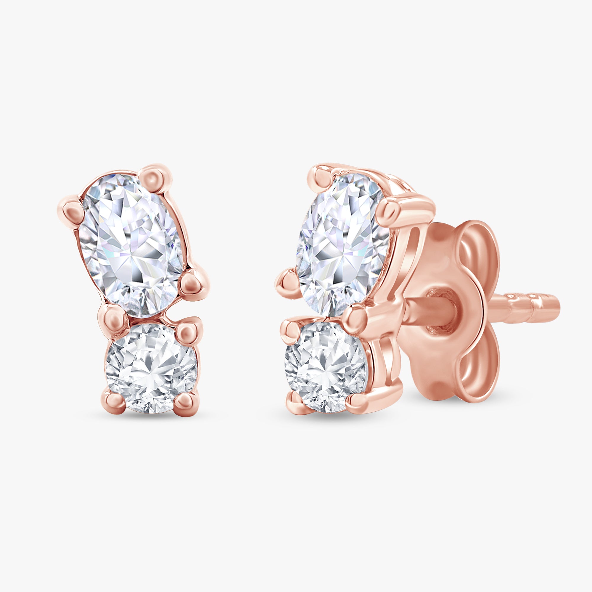Oval and Round Shape 0.45 Carat Lab Grown Diamond Toi Et Moi Earrings