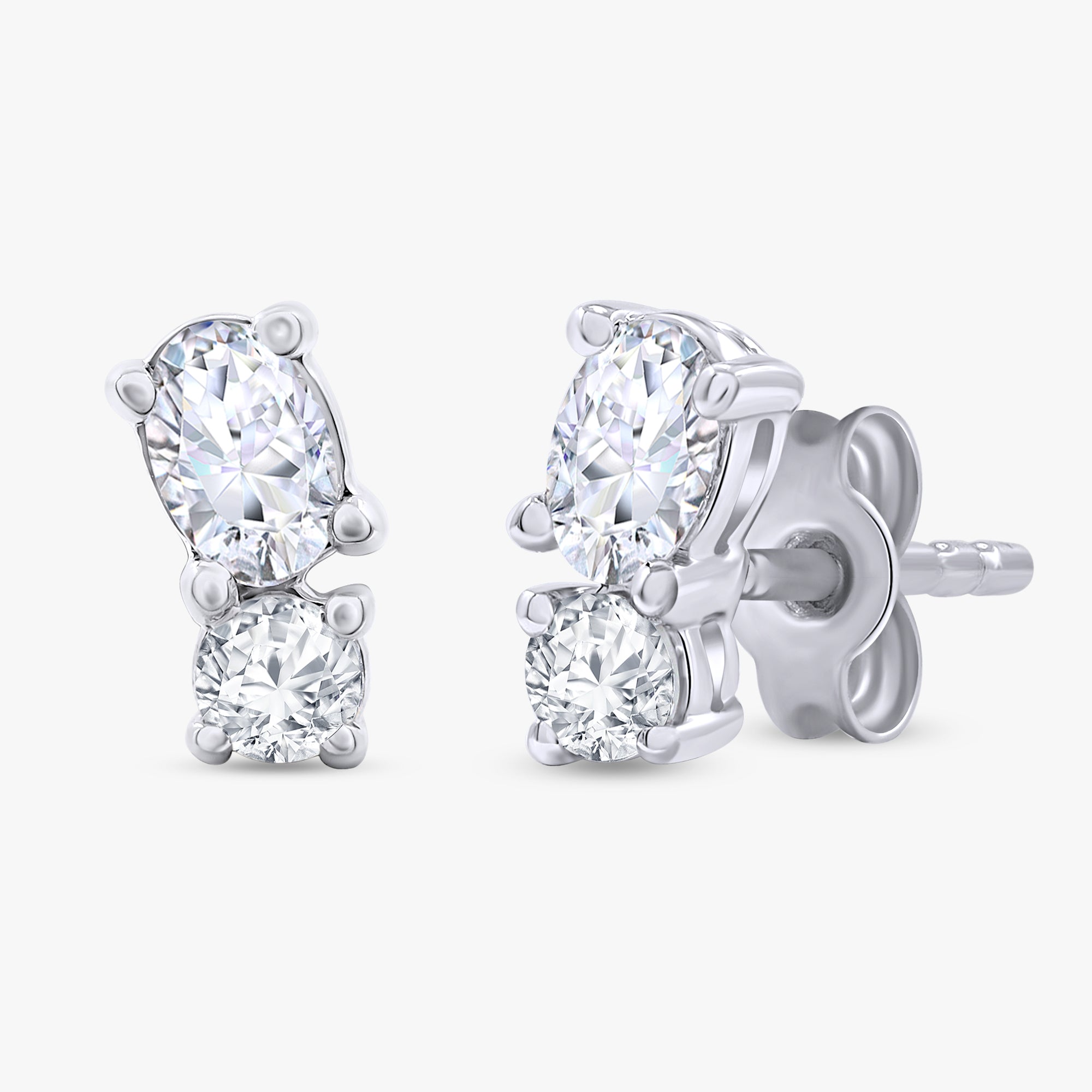 Oval and Round Shape 0.45 Carat Lab Grown Diamond Toi Et Moi Earrings