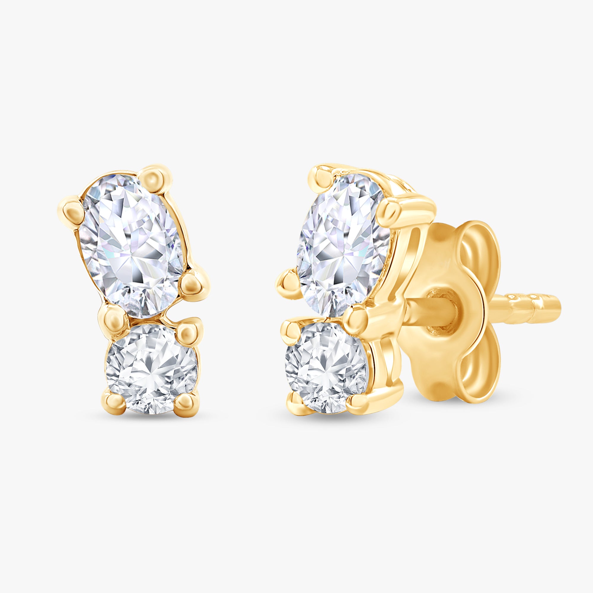 Oval and Round Shape 0.45 Carat Lab Grown Diamond Toi Et Moi Earrings