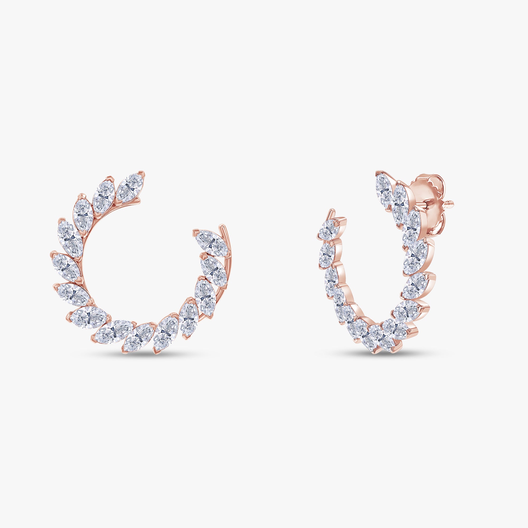 Marquise Shape 3.10 Carat Lab Grown Diamond Crawler Stud Earrings