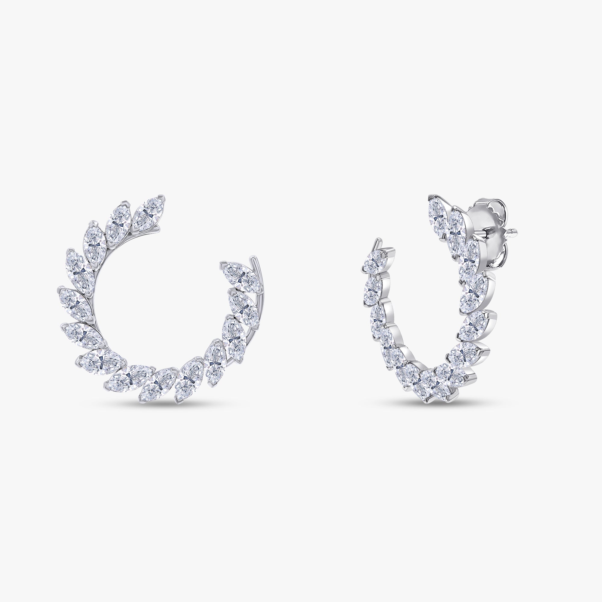Marquise Shape 3.10 Carat Lab Grown Diamond Crawler Stud Earrings