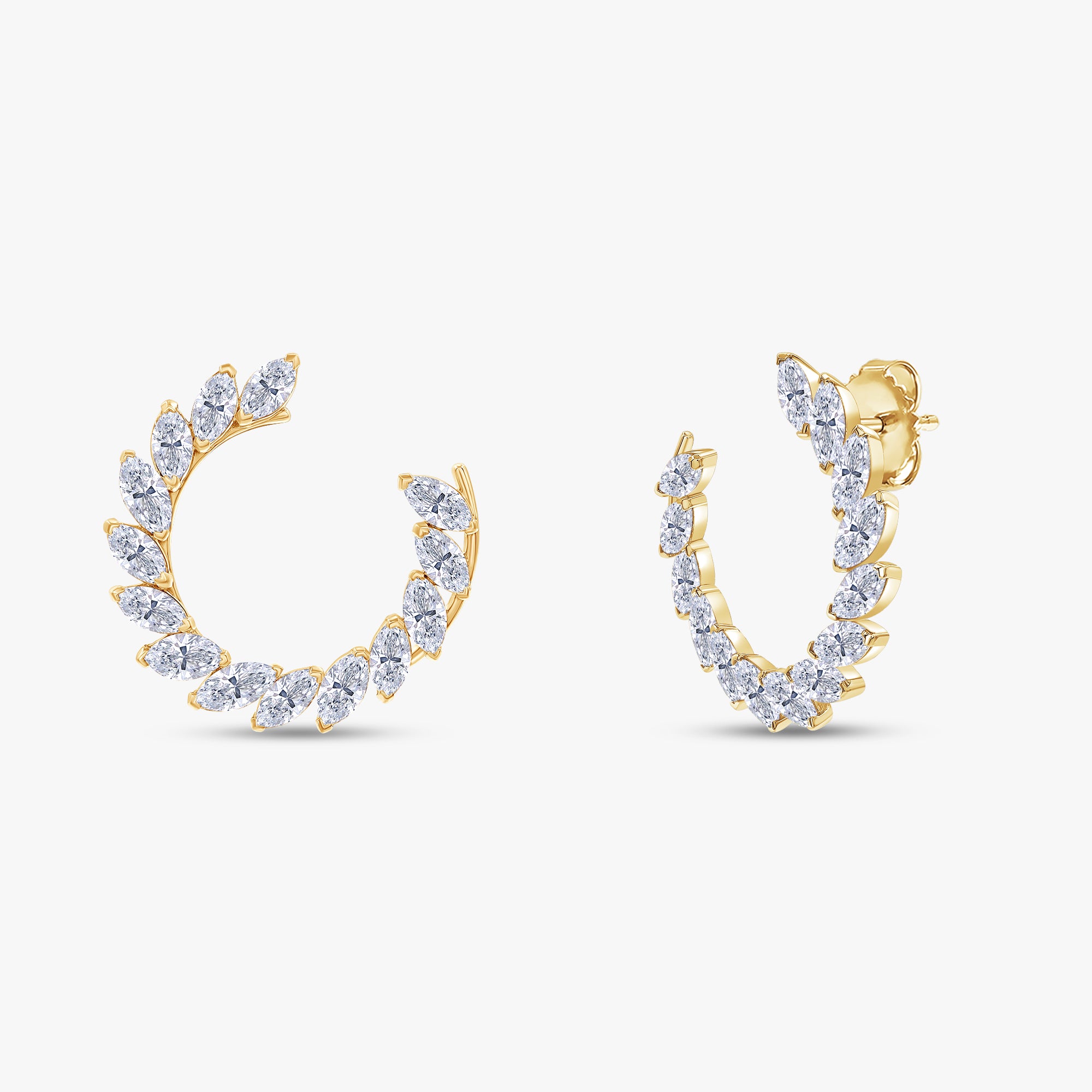 Marquise Shape 3.10 Carat Lab Grown Diamond Crawler Stud Earrings