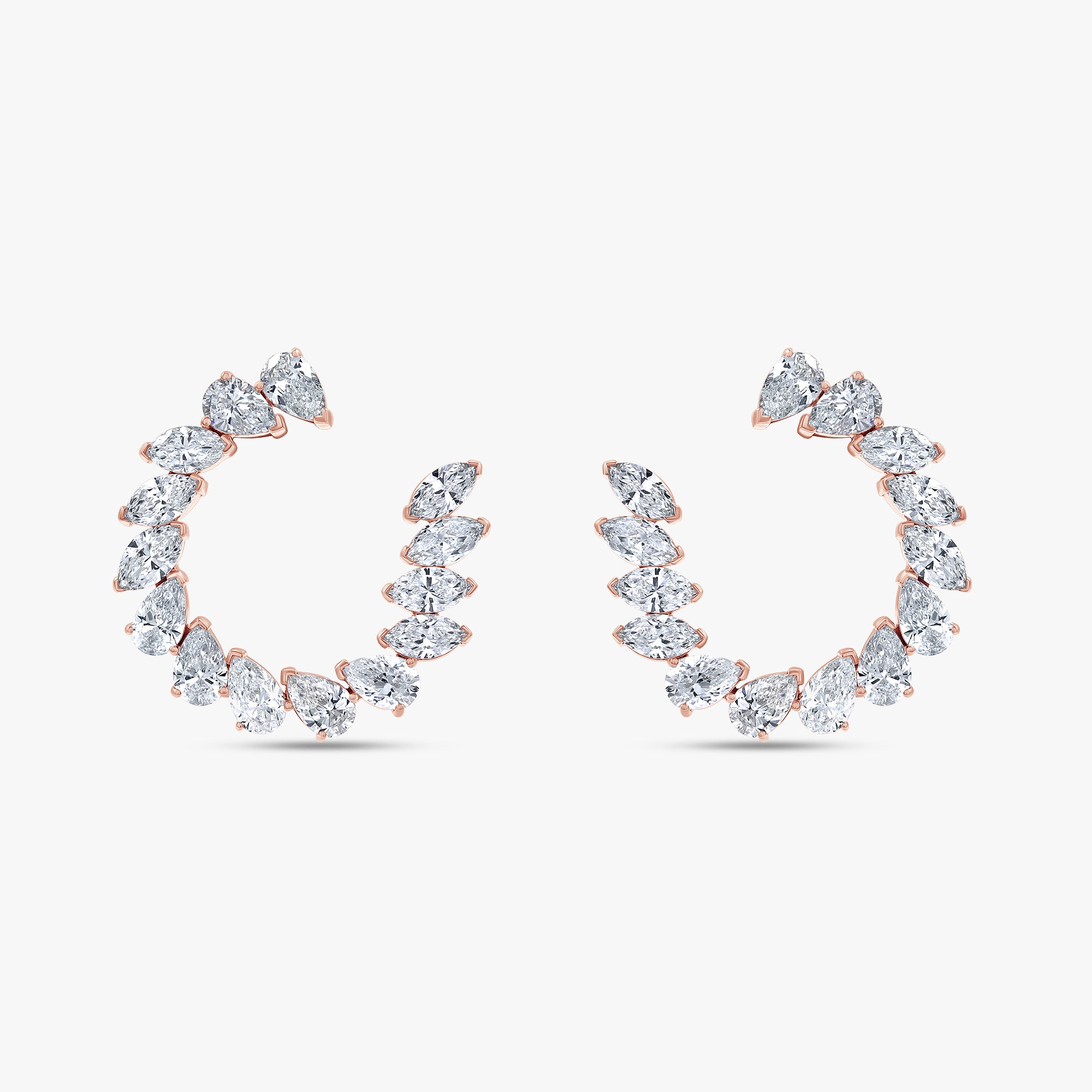 Pear and Marquise Shape 8.05 Carat Lab grown Diamond Crawler Stud Earrings
