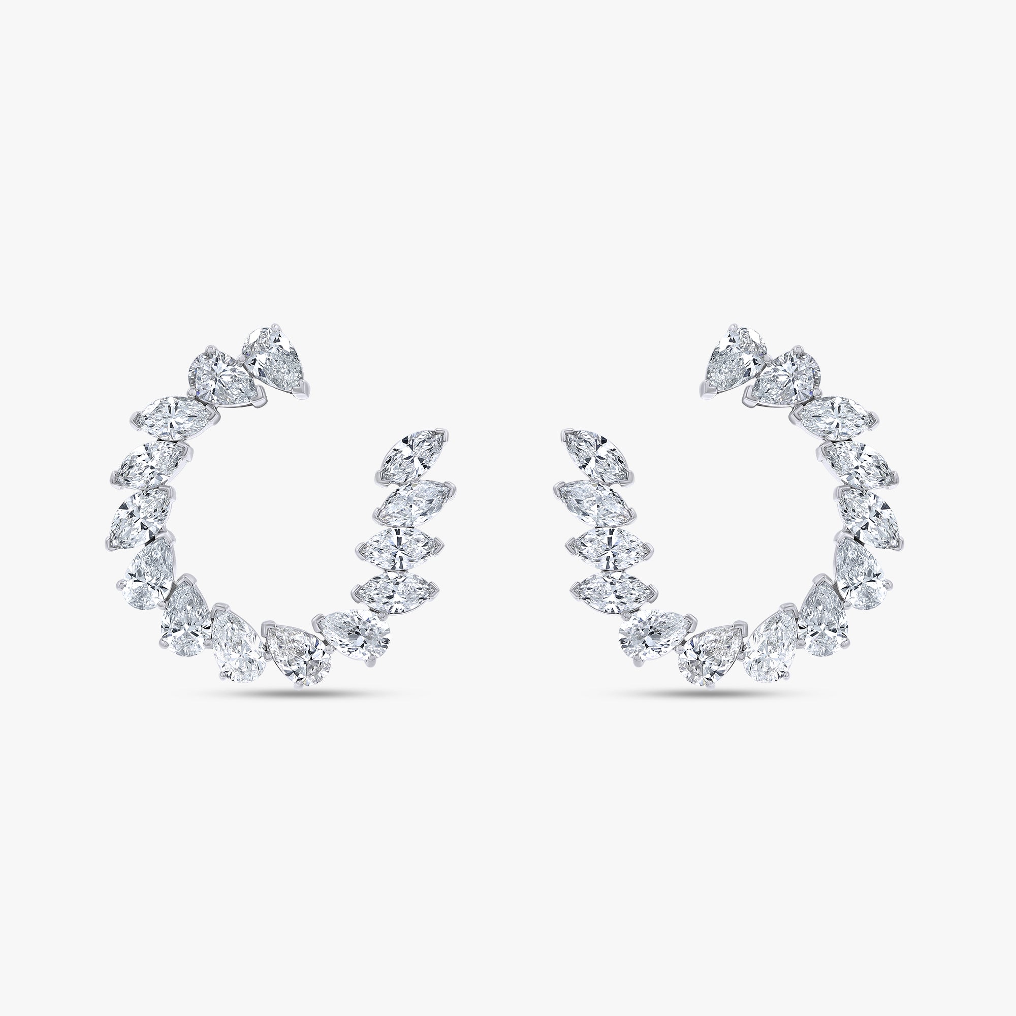 Pear and Marquise Shape 8.05 Carat Lab grown Diamond Crawler Stud Earrings
