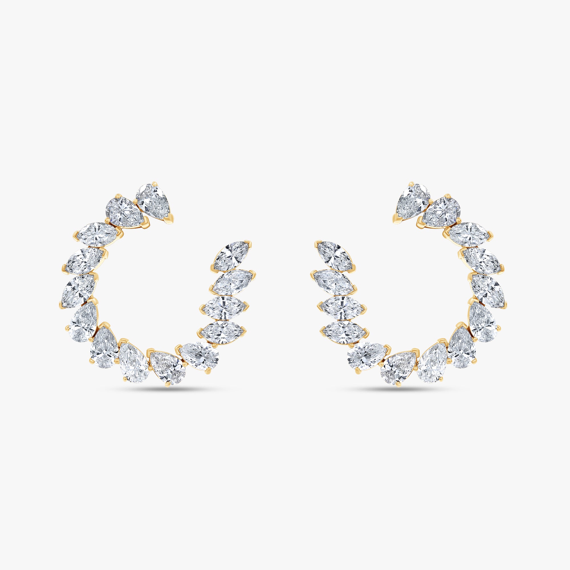 Pear and Marquise Shape 8.05 Carat Lab grown Diamond Crawler Stud Earrings
