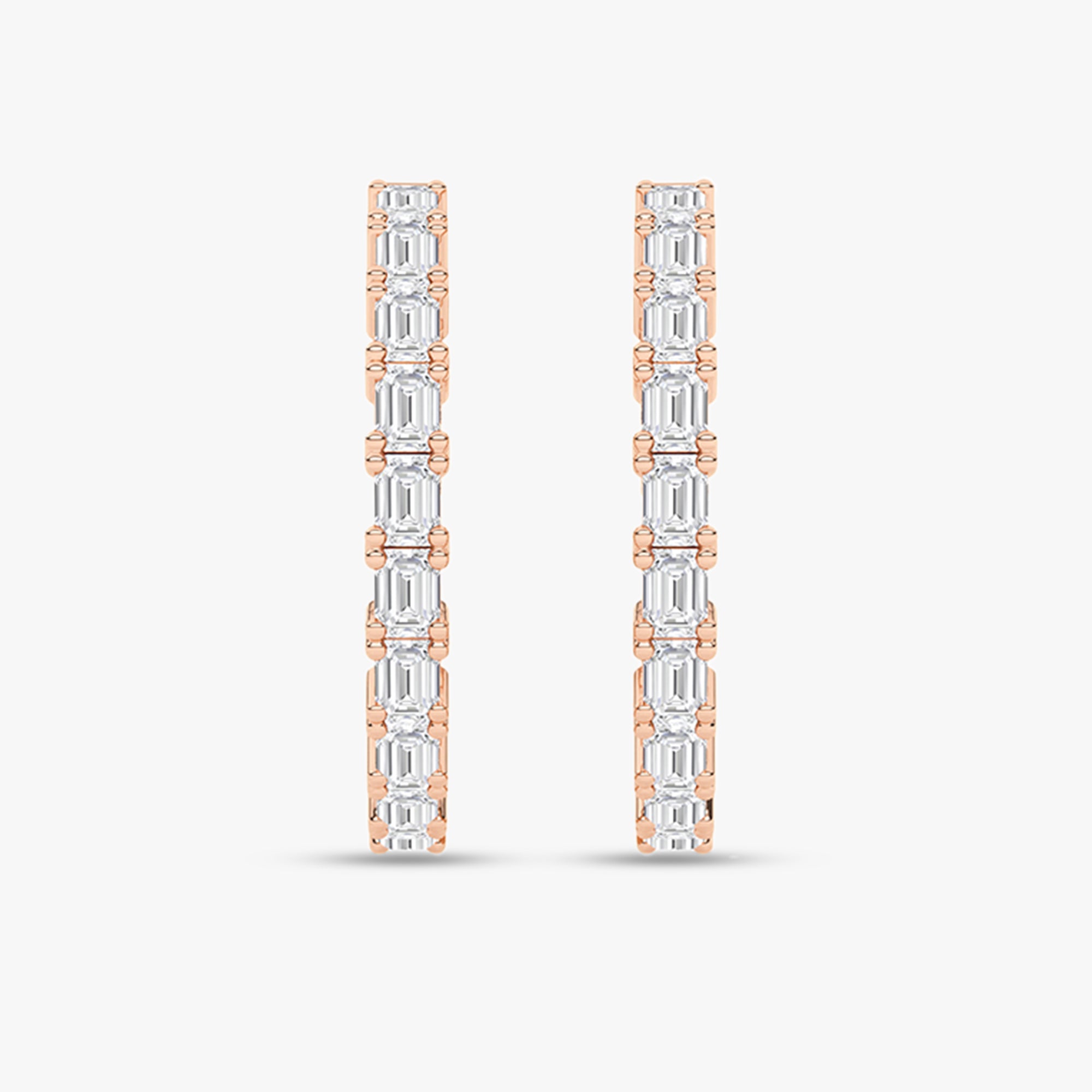 Emerald Shape 2.60 Carat Lab Grown Diamond Hoop earrings