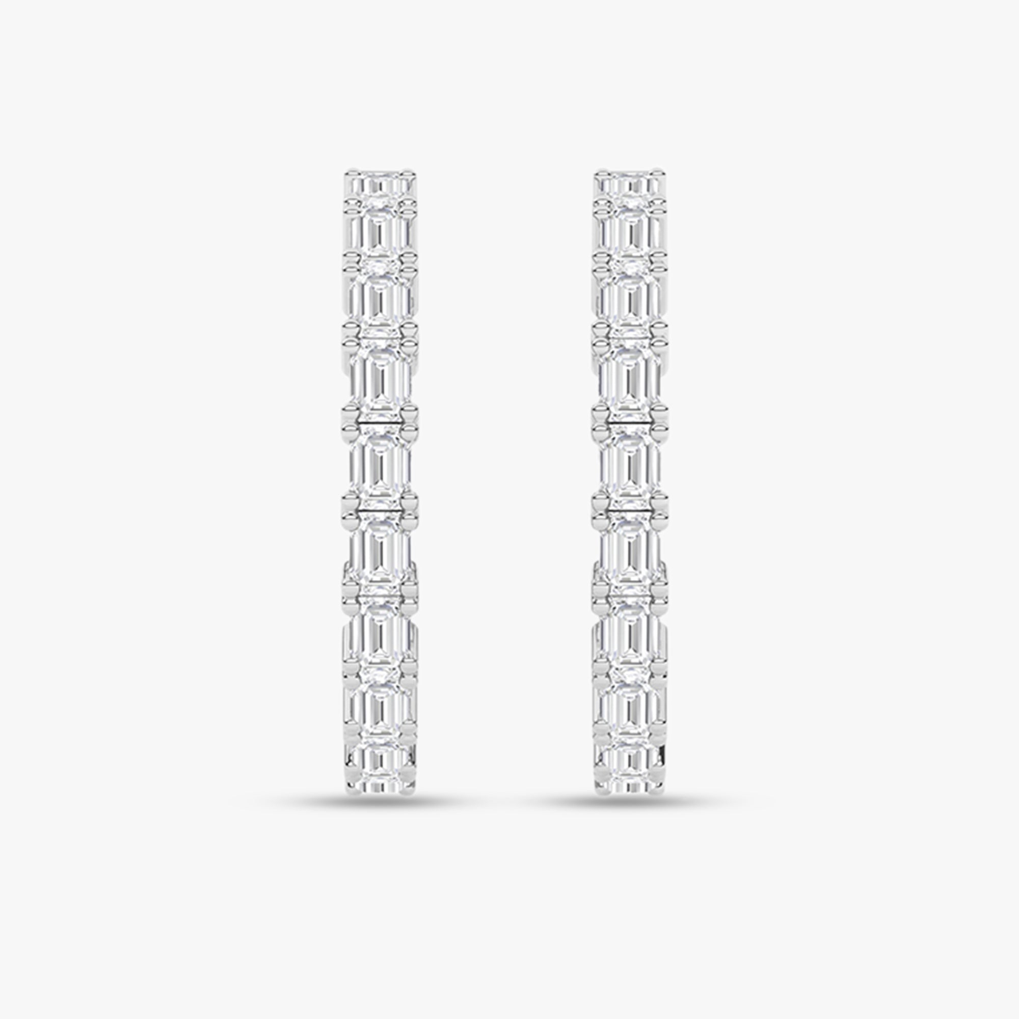 Emerald Shape 2.60 Carat Lab Grown Diamond Hoop earrings